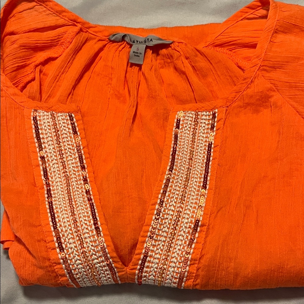 Athleta Vibrant Beautiful Orange Tunic Top Size Small - Picture 12 of 12